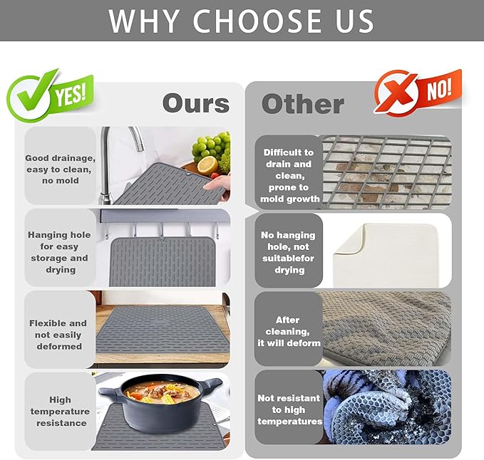 To encounter Silicone Dish Drying Mat -Small 17.5" x 8" - Image 5
