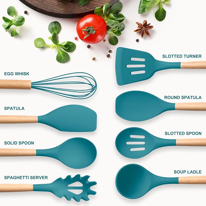 Herogo 8 Pcs Non-Stick Silicone Kitchen Utensils Set, Heat-Resistant Food-Grade - Image 2