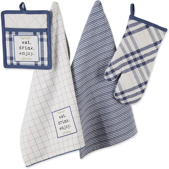 DII Home Sweet Farmhouse Kitchen Collection, Potholder/Oven Mitt/Dishtowel Set by DII
