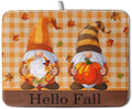 Hello Fall Autumn Gnomes Dish Drying Mat 18x24 Thanksgiving Pumpkin Maple by Kwlegh