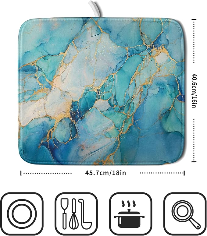 Marble Print Dish Drying Mat for Kitchen Counter - Image 2