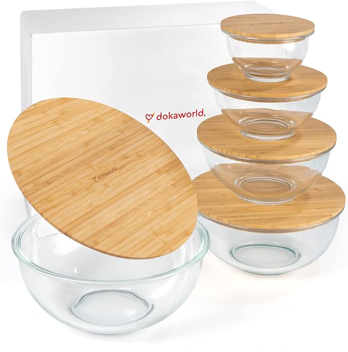 Stackable Space-Saving Set of 5 Nesting Glass Bowls - Image 9