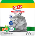 Glad ForceFlex MaxStrength Drawstring XL Kitchen Trash Bags, 20 Gal, 80 Ct by GladTrashFoodStorage