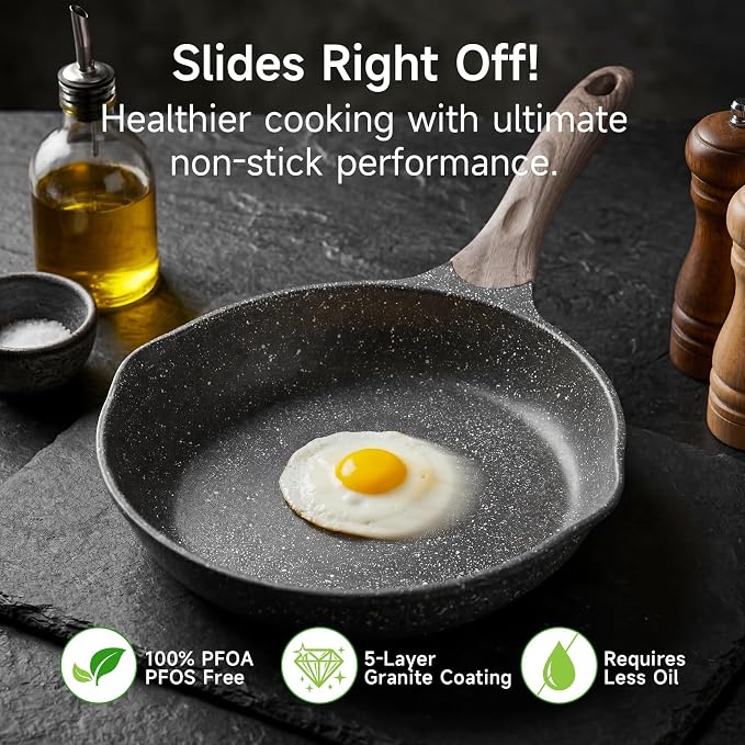 JEETEE 11 Inch Nonstick Frying Pan Stone Coating Cookware, Nonstick Omelette - Image 5