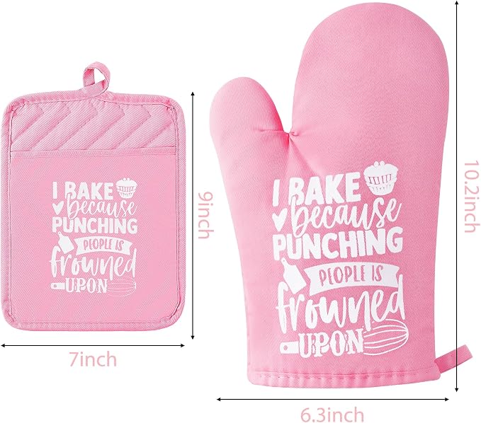 GROBRO7 6Pcs Cotton Oven Mitts Pot Holders Funny Women Resistant Hot Pads - Image 2