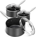 MICHELANGELO Hard Anodized Saucepan Set by Michelangelo