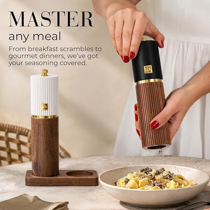 Wooden Salt and Pepper Grinder Set – Refillable Manual Salt and Pepper Mills - Image 7