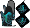 Oven Mitts and Pot Holders Green Octopus Silicone Kitchen Accessories Set of 4 by Unknown