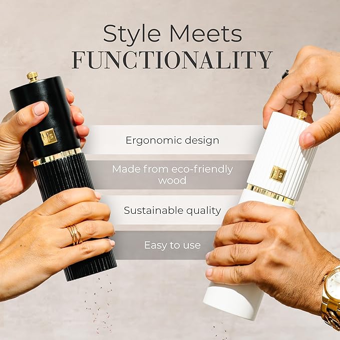 Wooden Salt and Pepper Grinder Set – Refillable Manual Salt and Pepper Mills - Image 5