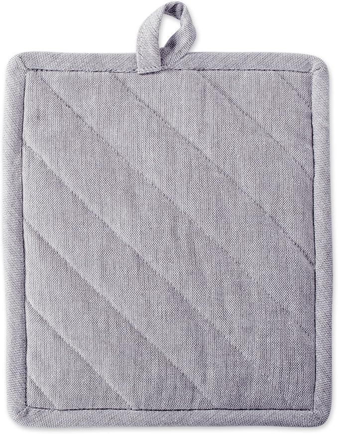 DII 100% Cotton Solid Chambray Kitchen Set, Potholders, 2 Piece - Image 3