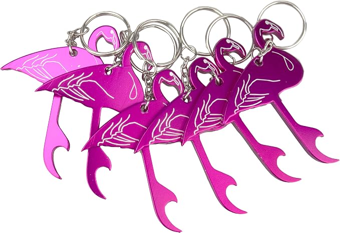 SWATOM Pink Flamingo 6PCS Bottle Opener Keychain Beer Openers Tool Key Chain by SWATOM