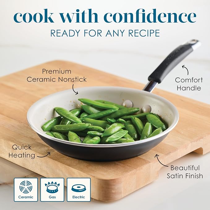 Rachael Ray Cucina Ceramic Nonstick Frying Pan/Skillet, 8.5 Inch Non Stick Open - Image 6