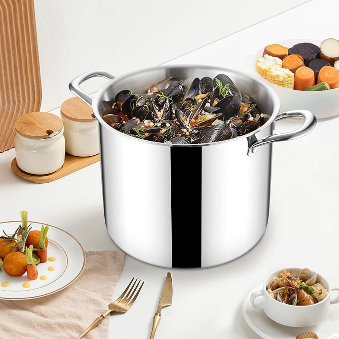 Herogo 12 QT Stock Pot, Tri-ply 18/10 Stainless Steel Cooking Pot - Image 7