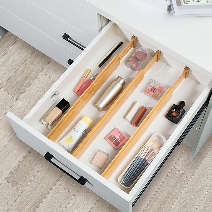 VaeFae Adjustable Bamboo Drawer Dividers, Expandable Drawer Organizer - Image 6