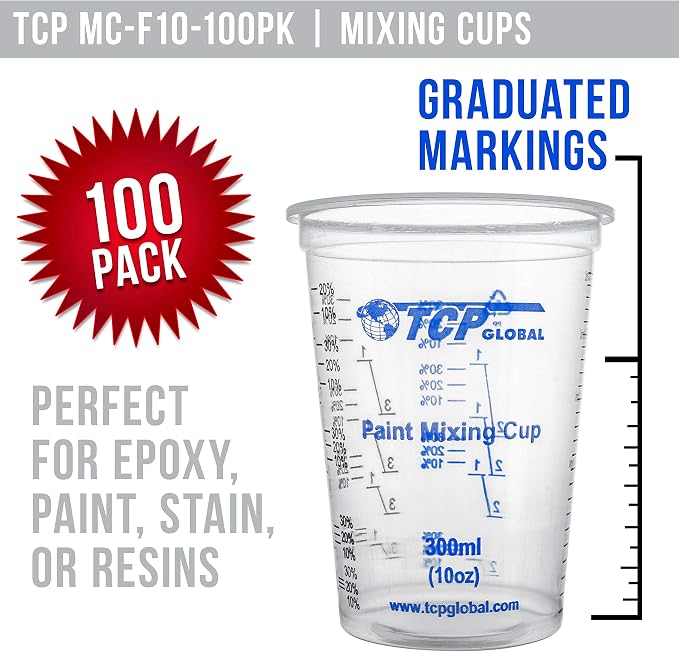 TCP Global 10 oz. Graduated Plastic Mixing Cups - Image 2
