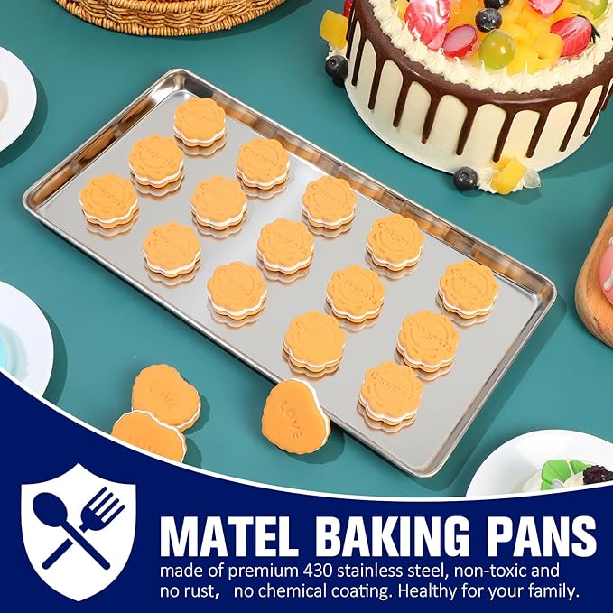 Mimorou 12 Pcs Baking Sheet Stainless Steel Cookie Small Metal Sheet Pans - Image 4