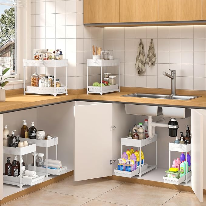 Sevenblue 3 Pack Under Sink Organizers, 2-Tier Multi-Use Kitchen and Bathroom - Image 3