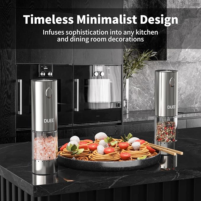 Electric Salt and Pepper Grinder Set, USB Rechargeable Pepper Mill - Image 3