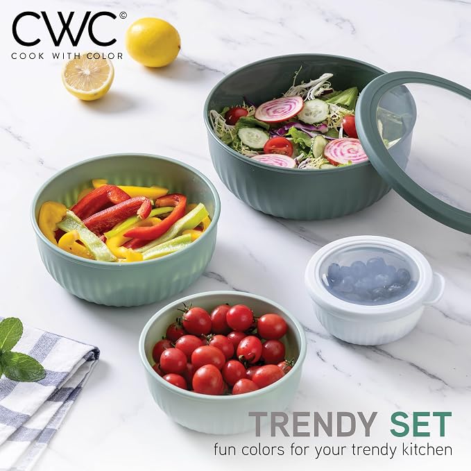COOK WITH COLOR Prep Bowls with Lids- Wide and Deep Nesting Plastic Small - Image 3