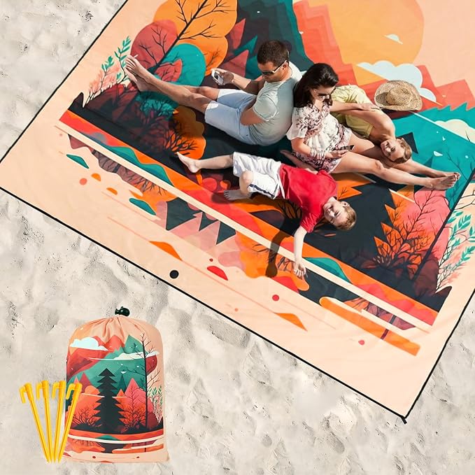 HIHOHO Beach Blanket Waterproof Sandproof Extra Large Beach Mat 79" X - Image 6