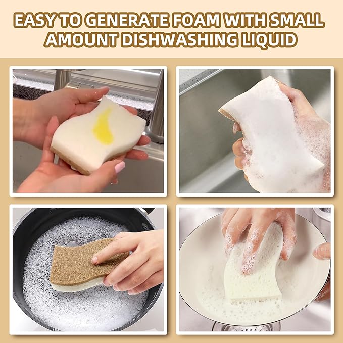 Natural Kitchen Sponges, Biodegradable & Compostable | Non-Scratch Cellulose - Image 2