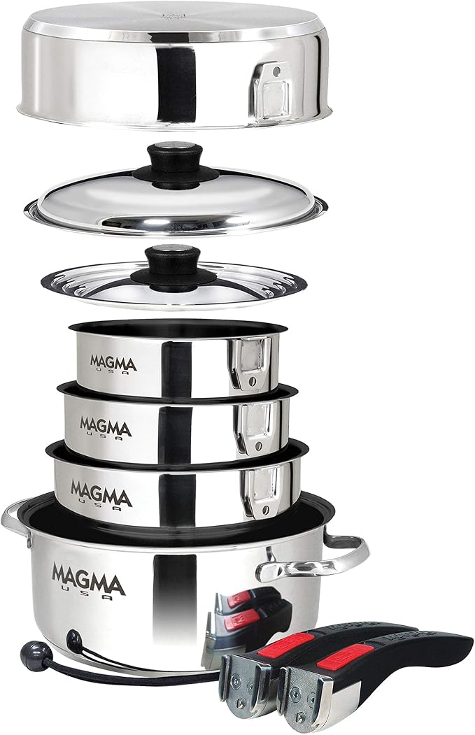 Magma 10 Piece Gourmet Nesting Stainless Steel Cookware Set - Image 2