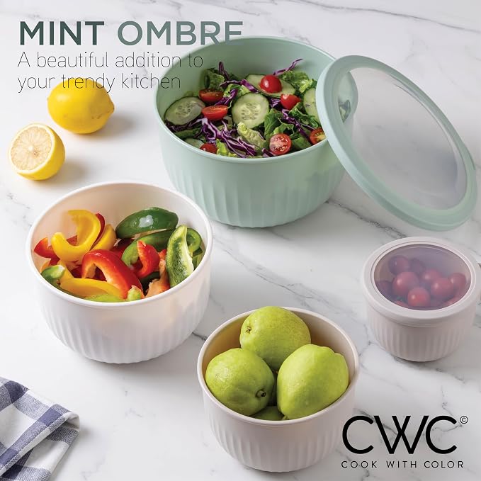 COOK WITH COLOR Prep Bowls with Lids- Wide and Deep Nesting Plastic Small - Image 4