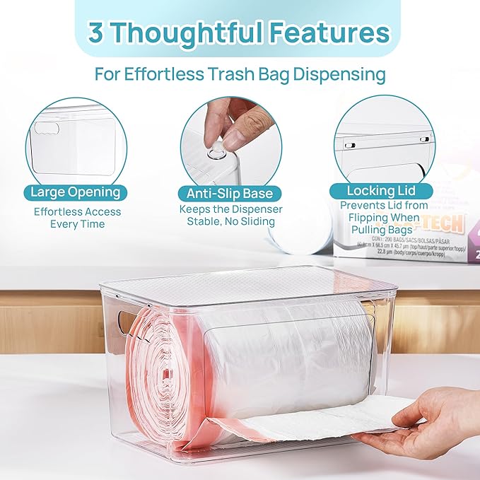 Vtopmart 1 Pack Trash Bag Holder, Stackable Garbage Bag Dispenser - Image 6