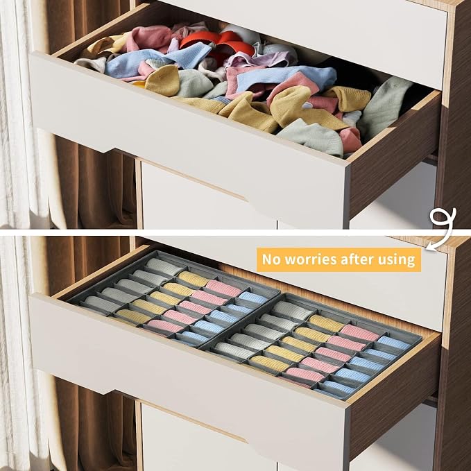 Joyoldelf Sock Drawer Organizer Divider 2 Packs Underwear Organizer, 24 Cell - Image 7