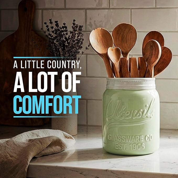 Comfify Wide Mouth Mason Jar Utensil Holder Decorative Kitchenware Organizer - Image 5
