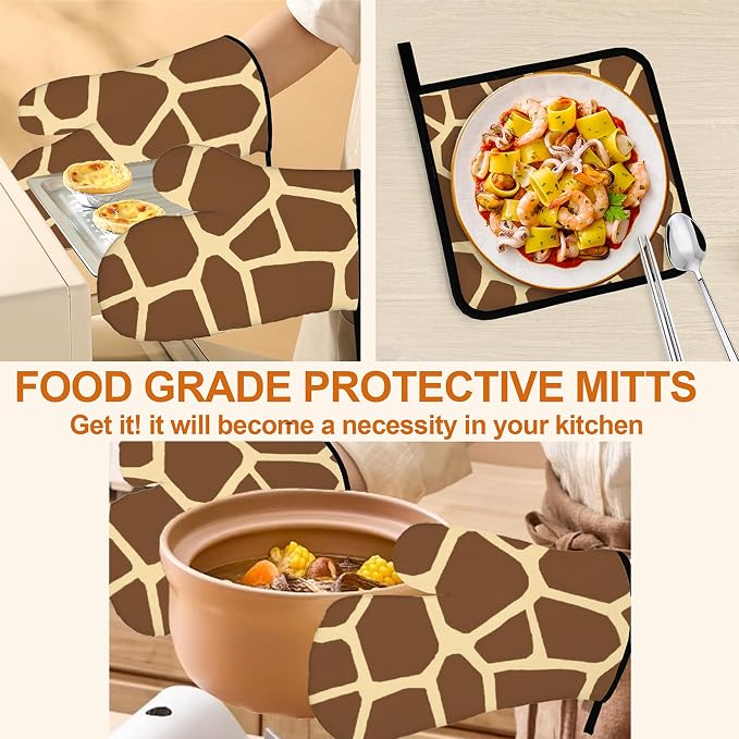Giraffe Oven Mitts with Matching Potholders - Image 5