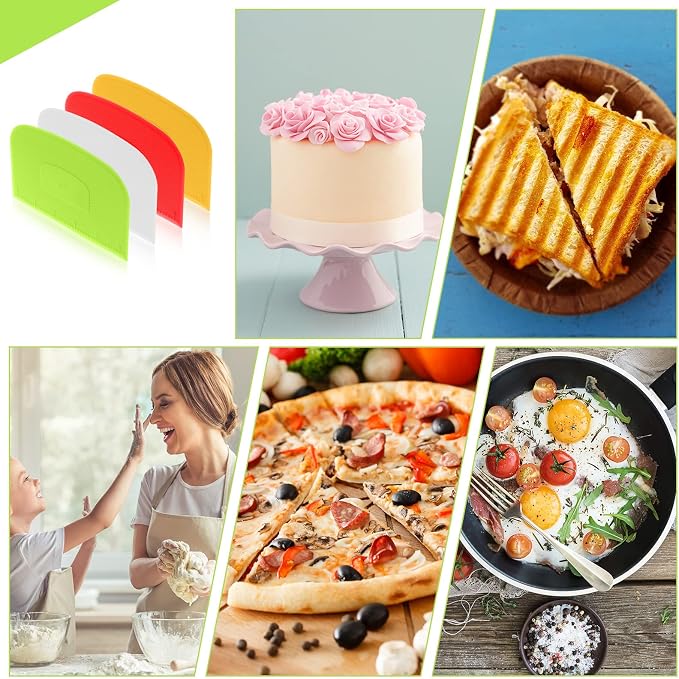 4 Piece Plastic Dough Scraper Bowl Scraper Flexible Multipurpose Food Scraper - Image 7