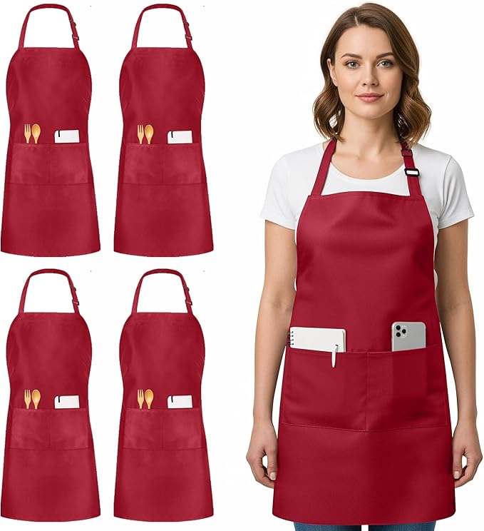 Utopia Kitchen 4 Pack Bib Apron Adjustable by UTOPIAKITCHEN