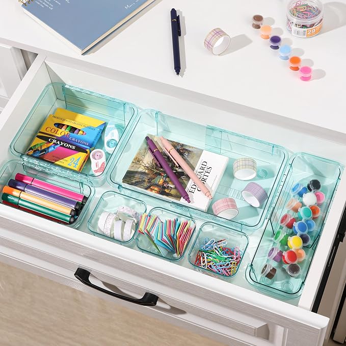 20 Pcs Clear Drawer Organizer, Adjustable Drawer Storage Box, 3-Size Desk - Image 5
