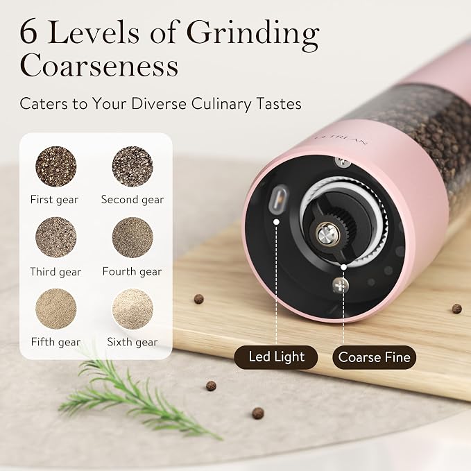 Ultrean Pepper Grinder, Rechargeable Salt and Pepper Grinder - Image 3