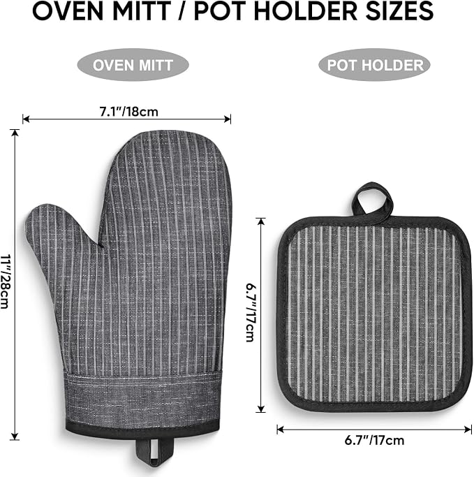 Oven Mitts and Pot Holders, Silicone Oven Gloves, 500 F Heat Resistant Oven - Image 7