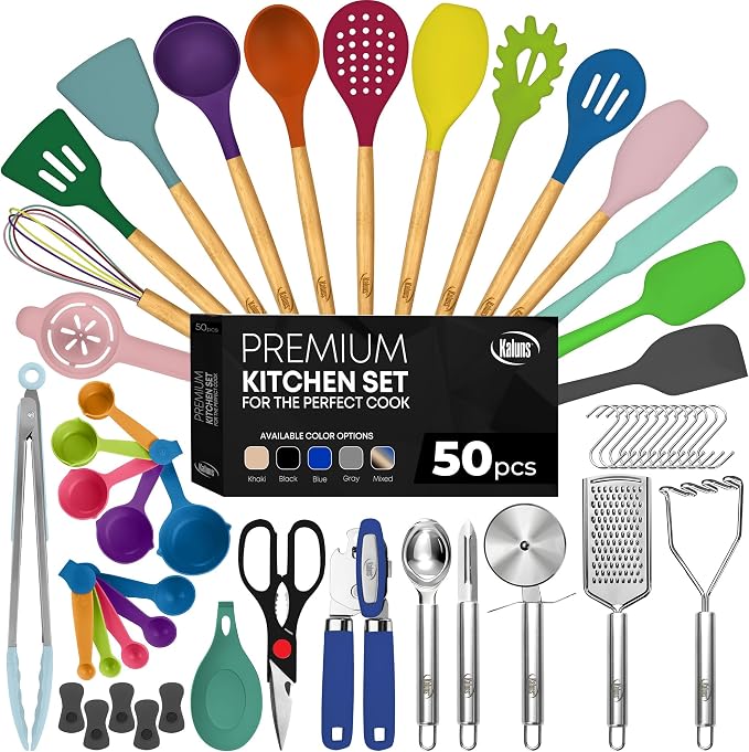 Kaluns 50 PCS Silicone Kitchen Utensils Set Complete Kitchen Set by Kaluns%C2%AE