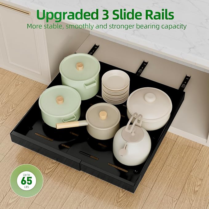 PAKETA 2 Pack Expandable Pull Out Cabinet Organizer, Upgrade 3 Slide Rails - Image 7
