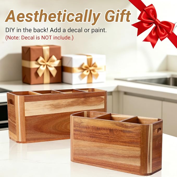 2PC Wooden Kitchen Utensil Holder - Image 7