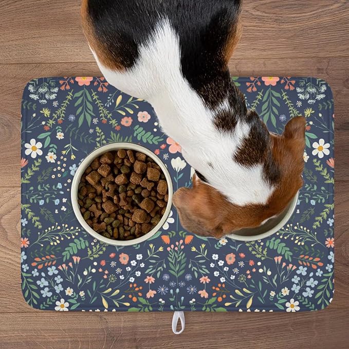 Floral Dish Drying Mat for Kitchen Counter Rustic Flower Leaves Print - Image 9