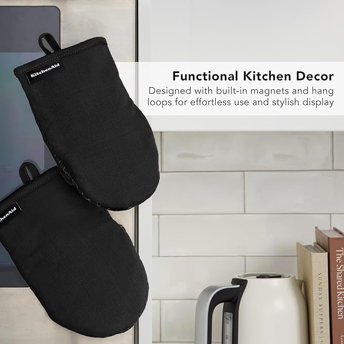 KITCHENAID Gourmet Series Gridlines Mini Oven Mitts 2-Pack Set, Heat Resistant - Image 6