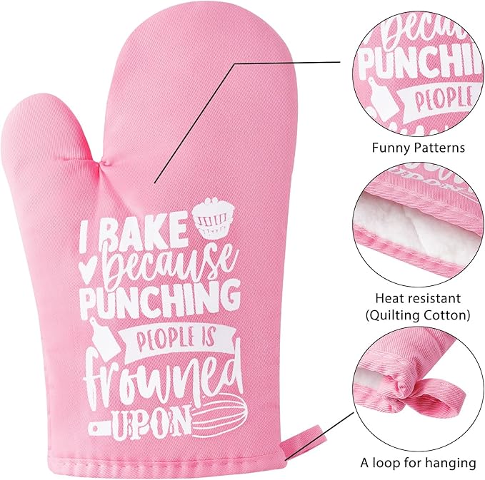GROBRO7 6Pcs Cotton Oven Mitts Pot Holders Funny Women Resistant Hot Pads - Image 3