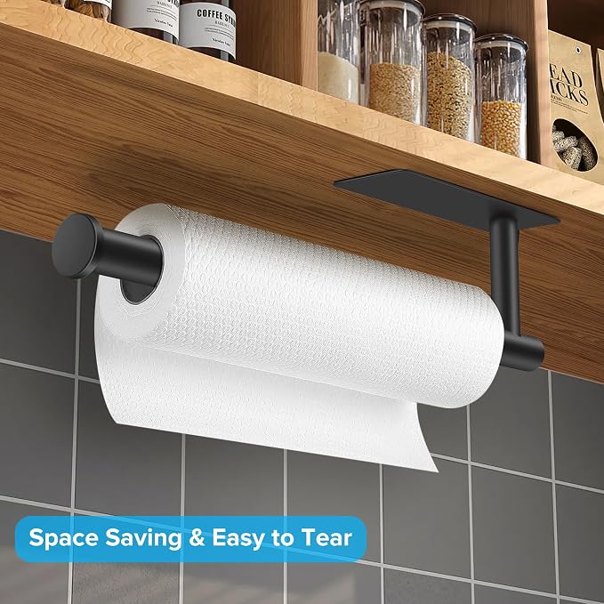 2nd Gen Paper Towel Holder Under Cabinet No Drilling, Self Adhesive or Drilling - Image 3