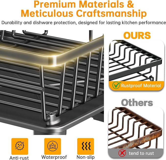 Dish Drying Rack, 2 Tier Dish Racks - Image 4