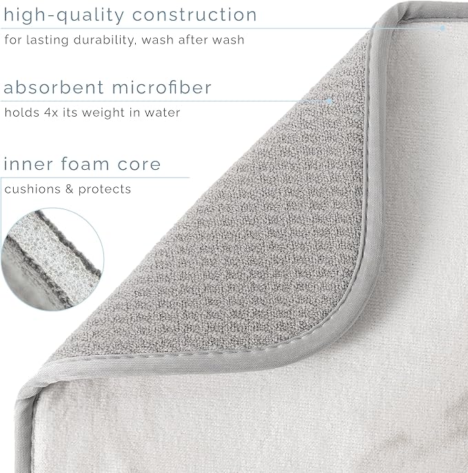S&T INC. Dish Drying Mat XL, 18” x 24”, Absorbent Microfiber Kitchen Counter Mat - Image 3