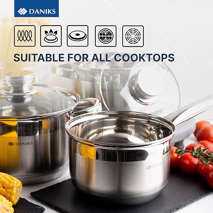 Daniks Standard 11-Piece Stainless Steel Cookware Set - Image 8