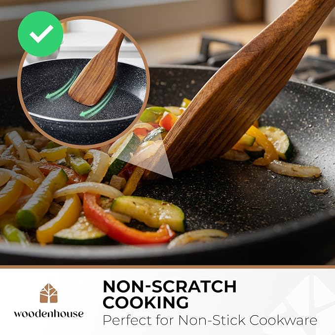 Wooden Spoons for Cooking – 13 Pcs Premium Teak Wooden Utensil Set - Image 3