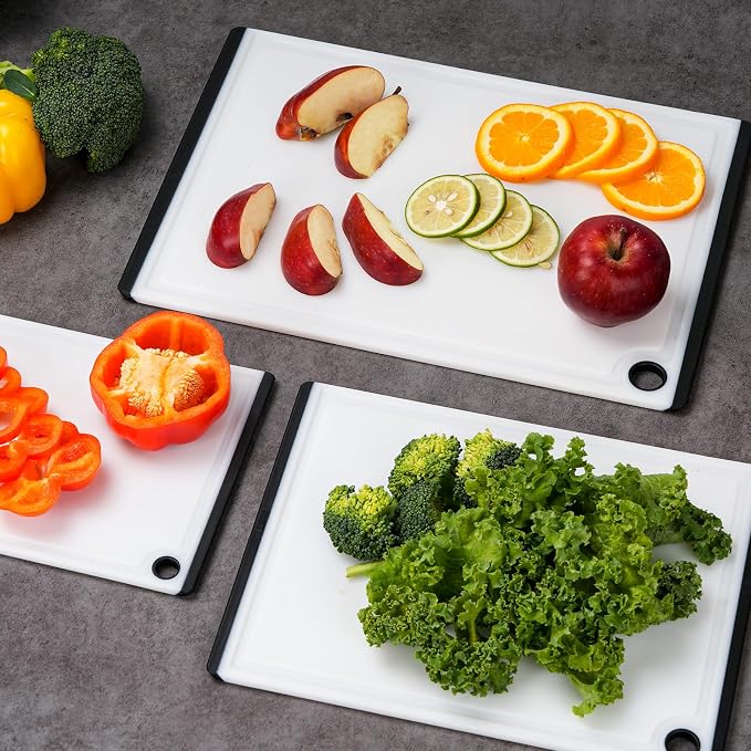 Kikcoin Plastic Cutting Boards for Kitchen, 3-Piece Large Cutting Board Set - Image 4
