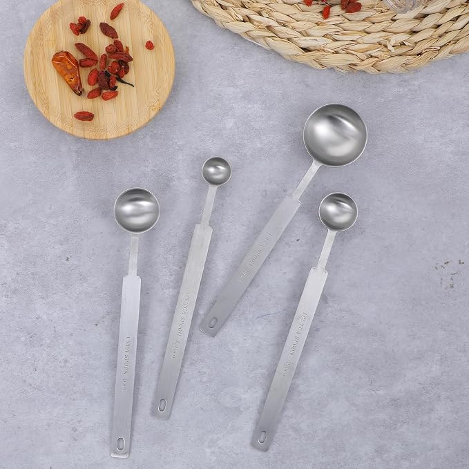 4 Pcs Long Handle Measuring Spoons Set Stainless Steel Measuring Spoon Set - Image 7