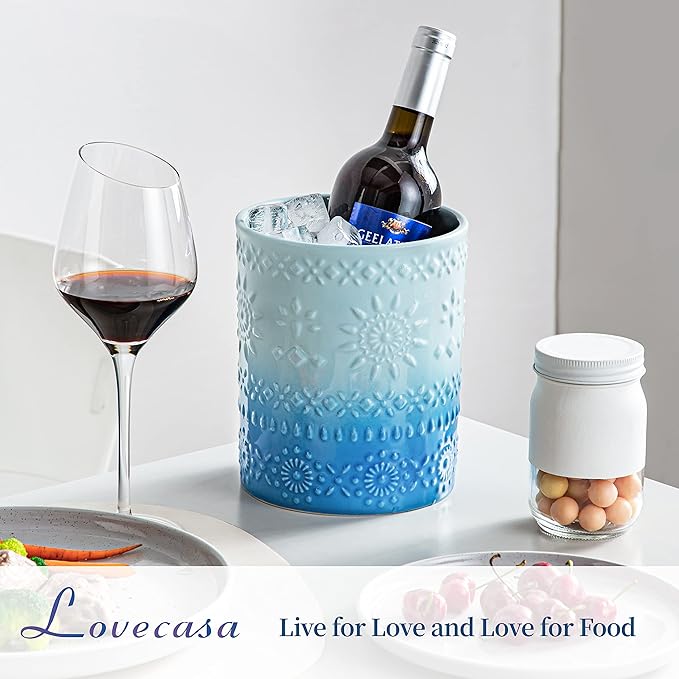 LOVECASA Extra Large Kitchen Utensil Holder, 7.2" Ceramic Farmhouse Utensil - Image 4